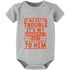If We Get In Trouble It's My Grandpa's Fault Newborn Outfit Short Sleeve Baby Romper
