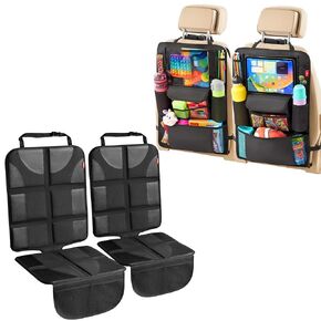 Helteko Car Seat Protector (Pack of 2) Backseat Organizer (Pack of 2), Black