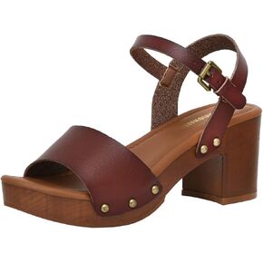 CUSHIONAIRE Women's Sloan Faux Wood Sandal +Memory Foam & LiteSole Technology -Wide Widths Available, Whisky 11 W