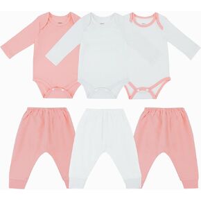 DOKMA Newborn Baby cute design Bodysuit long sleeve One-Piece Baby Clothes for Infants Baby Boys Girls, Pink, 0-3 months