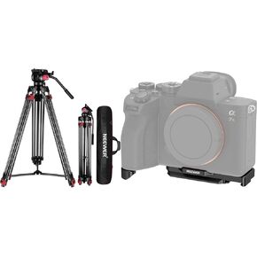 NEEWER 79"/200cm Video Tripod, Heavy Duty Aluminum Alloy Camera Tripod Stand Compatible with Canon Nikon Sony and Other DSLR Camera Camcorder, A7 IV A7R IV A7R V A7S III Camera Baseplate Included