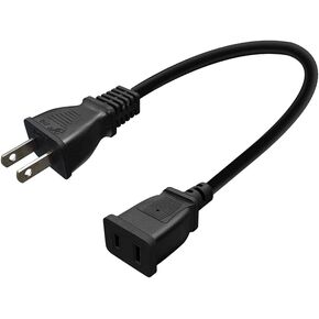 (1.6ft/0.5m) USA Outlet Saver Power Extension Cord Cable 125V 10A 2-Prong 2 Outlets for NEMA 5-15P to NEMA 5-15R,Nice Short Little Extension