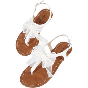 Verdusa Women's Mesh Bowknot T Strap Thong Sandals Open Toe Flat Leather Sandals
