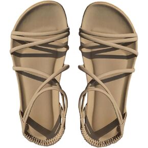 COZYEASE Women's Strappy Criss Cross Flat Sandals Open Toe Slide Sandal Summer Vacation Shoes