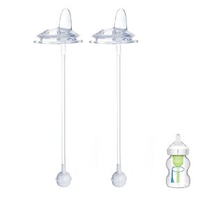 2 Pack Weighted Straw Cup Conversion Kit for Dr Browns Wide Neck Bottles, Soft Straw Bottle Top Conversion Kit, No-Spill, Transition Kit with Silicone Straws Nipple