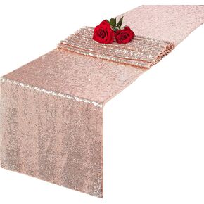 10 Park Sequin Table Runners Rose Gold 12 X 108 Inch Glitter Rose Gold Tables Sparkle Table Covers for Holiday Wedding Birthday Christmas Wedding Birthday