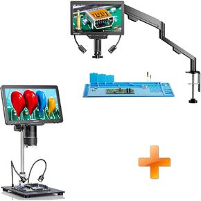 TOMLOV 3D Digital Microscope for Soldering: Magnetic Dual Lens Micro Scope TM3K-3D for Adult, Coin Microscope with Flex Arm+TriL110