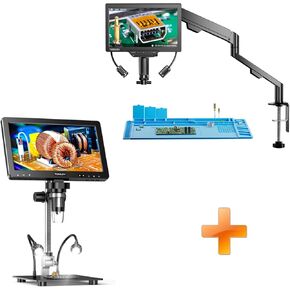TOMLOV 3D Digital Microscope for Soldering: Magnetic Dual Lens Micro Scope TM3K-3D for Adult, Coin Microscope with Flex Arm+DM9 Max