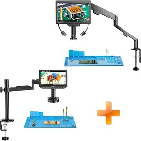 TOMLOV 3D Digital Microscope for Soldering: Magnetic Dual Lens Micro Scope TM3K-3D for Adult, Coin Microscope with Flex Arm+TM4K-AF Flex