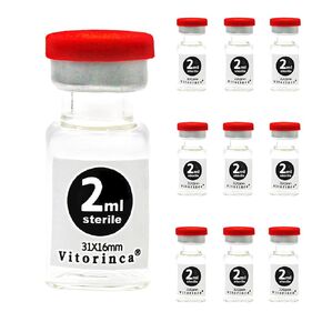 Vitorinca 3ml Sterile Glass Vials, 10 Packs-3ml Sterile Empty Vial with Self-Healing Injection Port and Flip Top Cap, Sterile Package, for use in sterile preparations and Laboratory Study