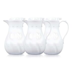 OCS Parts Set of 3 Easy Pour Thermal Coffee Carafes | 8-Inch Insulated Hot and Cold Beverage Pitcher Server for Coffee, Tea, Hot Chocolate and Water | 20-Ounce | White