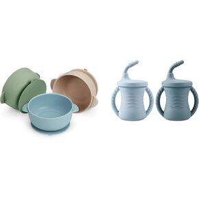 PandaEar 3 Pack Baby Bowls & 2 Pack Cups