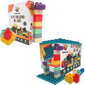 Big Soft Baby Blocks, Baby Soft Rubber Block Compatible with Mega Building Blocks, Montessori Building Blocks
