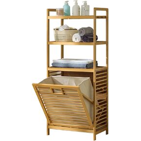 Laundry Hamper with 2-Tier Shelves & Tilt Out Basket, Laundry Baskets Organizer Hampers Bathroom Storage Shelf for Laundry Room, Bathroom, Nursery, Bedroom, Guest Room, Closet (2 Tier - Large)