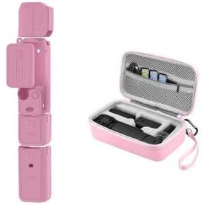 Pocket 3 Silicone Cover & Cage, Protective Case Lens Protector Scratch-Resistant Sleeve Skin and Portable Carrying Bag for DJI Osmo Pocket 3 Creator Combo Accessories (Red)