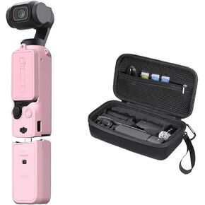 Pocket 3 Silicone Cover & Cage, Protective Case Lens Protector Scratch-Resistant Sleeve Skin and Portable Carrying Bag for DJI Osmo Pocket 3 Creator Combo Accessories (Pink)