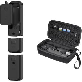Pocket 3 Silicone Cover & Cage, Protective Case Lens Protector Scratch-Resistant Sleeve Skin and Portable Carrying Bag for DJI Osmo Pocket 3 Creator Combo Accessories (Black)