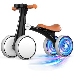 Colorful Lighting Toddler Balance Bike, Toys for 1 Year Old Girl Gifts, 10-36 Month Baby Bike, 4 Silence No Pedal Wheels & Soft Seat Kids Bike, Balance Bike Toys for Ages 2-4 (Pink)
