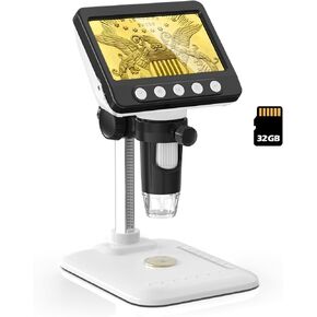 Coin Microscope for Error Coins, 4.3 inches 1080P LCD Digital Microscope, 50x-1000x Magnifier with 8 Adjustable LED Lights, PC View, Compatible with MacOS Windows for Adults Kids