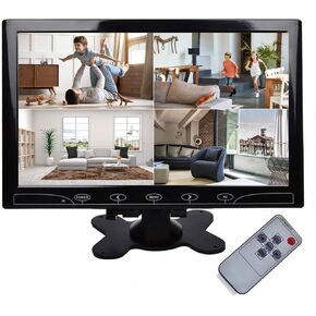10.1 Inch Security CCTV Monitor, 1024x600 Resolution Touch Button Video and Audio LED Color Display Screen AV/VGA/HDMI Input with Remote, Security Monitor Screen Display for Home Security CCTV PC