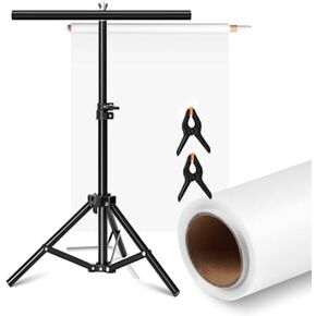 Selens Photography Backdrop Stand 30 بوصة صغيرة T Shape Support Light حاملات مصغرة مع 2 المشابك مع نشرات إضاءة ورقة الانتشار لفة 59ftx47.2inch لاستوديو الصور صورة منتج