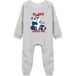 My Mimi Loves Me Panda Baby Bodysuit Girl boy Toddler Organic Clothes Footed Creeper