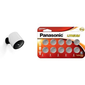 SimpliSafe Wireless Outdoor Security Camera,1080p, Motion only & Panasonic CR2032 3.0 Volt Long Lasting Lithium Coin Cell Batteries in Child Resistant, Standards Based Packaging, 10 Pack