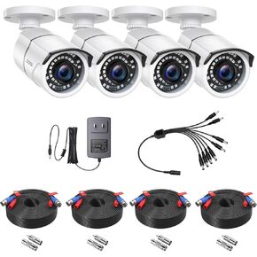 ZOSI 4 Pack 2.0MP HD 1080p 1920TVL Security Camera Outdoor Indoor (Hybrid 4-in-1 HD-CVI/TVI/AHD/960H Analog CVBS), 36PCS LEDs, 120ft IR Night Vision, 105°View Angle Surveillance CCTV Bullet Camera