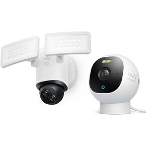 eufy Security Outdoor Cam E210, All-in-One Security Camera with 1080p Resolution Floodlight Camera E340 Wired, 360° Pan and Tilt