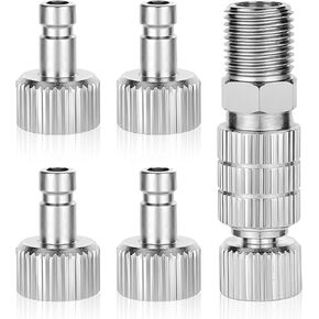5 Pcs 1/8 Inch Female Connectors and Male Adapters Adjustment Control Valve Airbrush Quick Release Coupling Disconnect Adapter Kit Airbrush Accessories for Air Compressor, Airbrush Hose