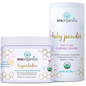 USDA Organic Baby Care Duo – Talc-Free Baby Powder & Healing Ointment for Sensitive Skin – Natural Relief for Eczema, Rashes, Cradle Cap, and Diaper Rash