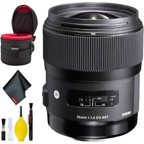 Sigma 35mm f/1.4 DG HSM Art Lens for Canon EF Mount (USA) Deluxe Bundle with Padded Lens Case and 6AVE Camera Lens Cleaning Kit