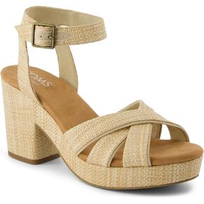Toms Womens Majorca Raffia Block Strappy Casual Casual High Heel 3 "& Up - Beige