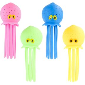 4pcs Octopus Water Balls, Plastic Jellyfish Splash Balls Release Stress Sensory Pool Bath Toys Cute Floating Kids Bath Toy Goodie Bag Fillers for Boys & Girls
