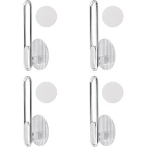 السنانير اللاصقة الذاتي ، 4pcs للاصطاف ذاتيا على شكل الستار على شكل خطافات النافذة المعالجة تلتصق على خطافات الجدار لا توجد خطافات متعددة الأغراض حفر للمنزل (شفاف)