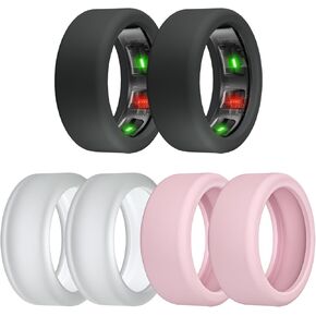4/6 قطع من واقي الحلقات المتوافق مع خاتم Oura، غطاء حلقة مطاطي من السيليكون لملحقات Oura Ring Gen 3 للرجال والنساء (S (6/7/8/9/10)، أسود + ذهبي + فضي + ذهبي وردي) in Kuwait