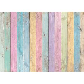 Colorful Wood Photography Backdrops Easter Pastel Rustic Rainbow Wood Spring Background Girls Boys Kids Baby Portrait Baby Shower Birthday Party Decorations Photo Props (7x5FT)