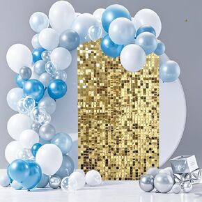 Silver Shimmer Wall Backdrop Panels 12 Pack, 3FT x 4FT Ozikutech Sequin Backdrop for Birthday Anniversary Festival Party Decoration