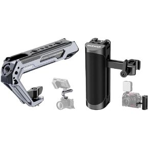 NEEWER All Metal Stylish Camera Top Handle with 3/8" Screw and Locating Pins, 1/4" &3/8" Threads, Cold Shoes, NATO Side Handle Grip with NATO Clamp Included