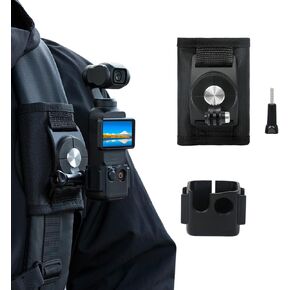 QUASCO Backpack Mount for DJI Osmo Pocket 3, Bag Belt Shoulder Strap Mount with Extended Border - Hands-Free Camera Stabilizer Holder for Vlogging, Hiking, Cycling