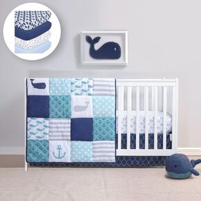 The Peanutshell 7 Piece Baby Nursery Set for Boys or Girls - Newborn, Infant & Toddler Nursery Bedding Set Decor with Crib Bedding Comforter, 5 Crib Sheets, and Skirt - Nautical