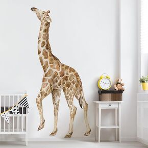 Large Giraffe Wall Decals Removable 3D Jungle Wild Animals Wall Stickers Lifelike Cute Giraffe Animal Wall Art Vinyl Cartoon Safari Animal Peel and Stick Wallpaper for Kids Bedroom Home Decor in Saudi Arabia