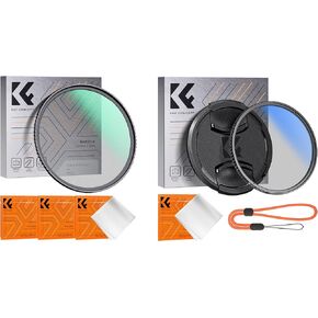 72mm Black Mist 1/4 & CPL Filters Kit for Camera Lens 18 Multi-Coatings Diffusion Mist Effect Filter, Circular Polarizing Filter Set (K-Series)
