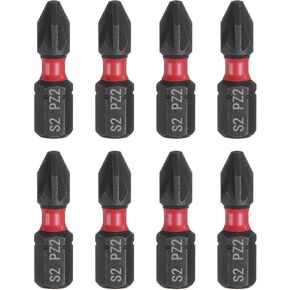 HARFINGTON 8pcs PZ2 Pozi Screwdriver Bit 1/4" Hex Shank 25mm/1" Length Magnetic Phillips Slotted Hex Bits S2 Steel Screw Driver Bit Industrial Grade Electric Drill Bits