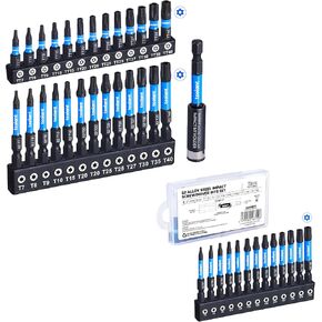 Toolant Impact Torx Bit Set 27pcs (TT7-TT40) & 2" 13pcs (TT7-TT40), S2 Steel Security Torx Set, Tamper Proof Star With CNC Machined Tips