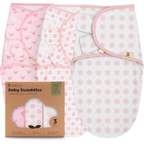 Sweety Fox 3-Pack Organic Baby Moaddle Sleep Sacks-القماشات للحديدين الجدد ، ورضيع 0-3 أشهر ، والبنات الصغيرة ، والبنين ، وأكياس النوم الوليدة الناعمة والحيوانية ، وبطانيات الحضانة ، وإغلاق Velcro (dagonfly)