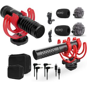 Movo VXR10-PRO and X1-Mini Shotgun Microphone Bundle for Cameras, iPhone, DSLRs, and More