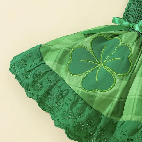 Baby Girl St Patricks Day Outfit Halter Four-leaf Clover Romper Dress First St Patricks Day Clothes in Saudi Arabia