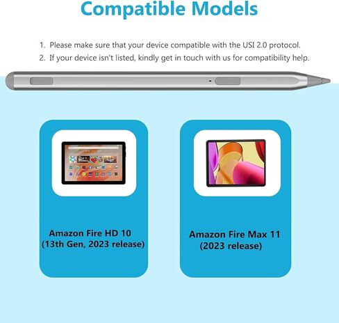 قلم USI2.0 لجهاز Chromebook، Google Pixel Tablet، لجهاز Amazon Fire Max 11&Fire HD 10 (إصدار 2023)، Lenovo chromebook Duet، HP chromebook X360، مع 4096 مستوى ضغط، ممحاة الذيل in Saudi Arabia