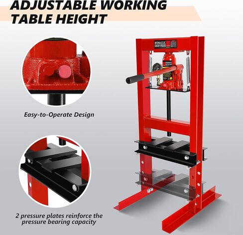 12 Ton Hydraulic Press, H-Frame Garage Floor Shop Press with Built-in Relief Valve to Bend, Straighten, Or Press Parts, Install Bearings & U-Joints in Saudi Arabia